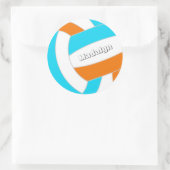 choose ANY team colors volleyball player name ラウンドシール (バッグ)