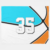 choose ANY team colors w jersey number basketball フリースブランケット (正面(横))