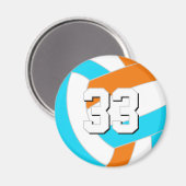 choose ANY team colors w jersey number volleyball マグネット (正面/裏面)