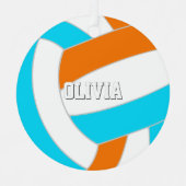 choose ANY team colors w jersey number volleyball メタルオーナメント (正面)