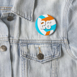 choose ANY team colors w jersey number volleyball 缶バッジ