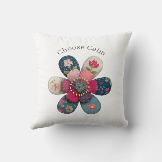 Choose Calm Positive Affirmation Throw Pillow クッション (裏面)