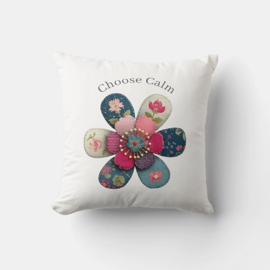 Choose Calm Positive Affirmation Throw Pillow クッション (正面)