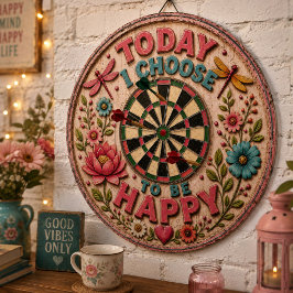 Choose Happy Floral Positive Inspirational Gift ダーツボード