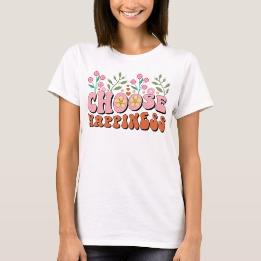 Choose Happy T-Shirt | Funny Cute Graphic Tee Tシャツ (正面)