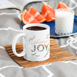 'Choose Joy'勇気付けられるスクリプト水色 コーヒーマグカップ