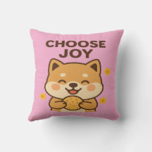 Choose Joy 柴犬クッション | ポジティブな雰囲気のインテリア