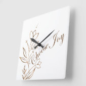 Choose Joy Abstract Flower Typography スクエア壁時計 (傾斜)