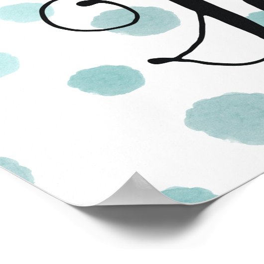 Choose Joy Blue Watercolor Dots ポスター (角)