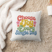 Choose Joy Every Single Day Retro Rainbow  クッション (ブランケット)