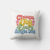 Choose Joy Every Single Day Retro Rainbow  クッション (正面)