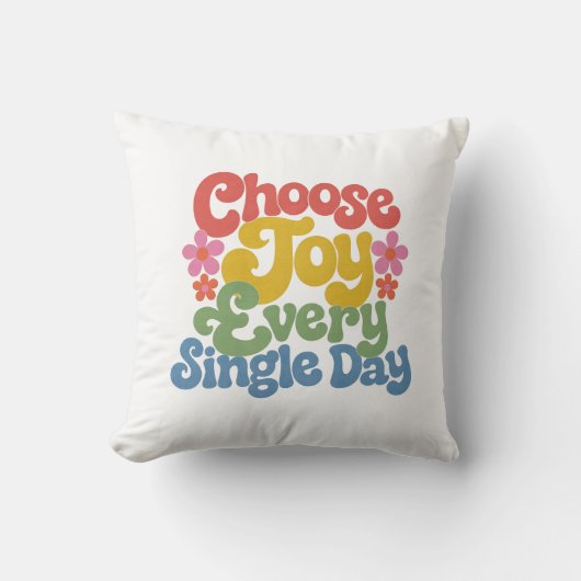 Choose Joy Every Single Day Retro Rainbow  クッション (正面)