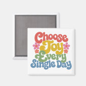 Choose Joy Every Single Day Retro Rainbow マグネット (正面/裏面)