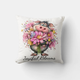 Choose Joy Floral Pig Throw Pillow クッション