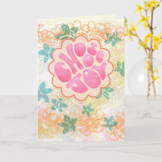 Choose Joy – Hand-Lettered Uplifting Abstract カード (黄色い花)