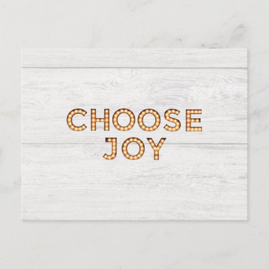 Choose Joy Light Upスタイル文字メッセ前向きージ シーズンポストカード (正面)