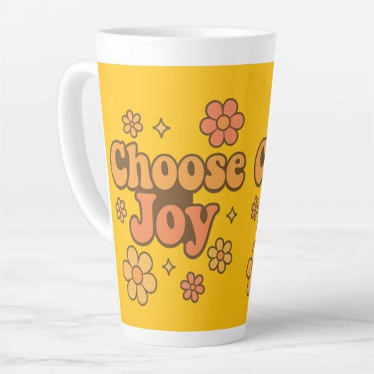 Choose Joy Minimalist Art - Positive Mindset Print カフェラテマグ (左アングル)