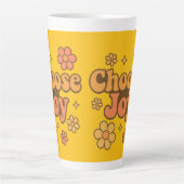 Choose Joy Minimalist Art - Positive Mindset Print カフェラテマグ (正面)