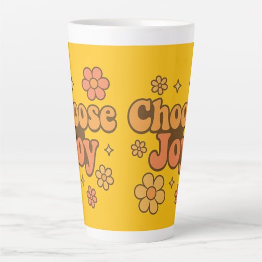 Choose Joy Minimalist Art - Positive Mindset Print カフェラテマグ (正面)