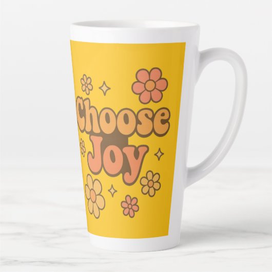 Choose Joy Minimalist Art - Positive Mindset Print カフェラテマグ (右)
