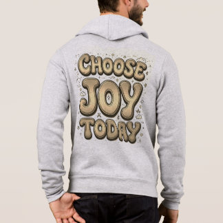 「Choose Joy Today」メンズジップアップフード付きスウェットシャツ パーカ