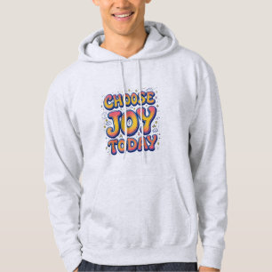 「Choose Joy Today」メンズフード付きスウェットシャツ パーカ