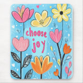 Choose Joy Whimsical Folk Art Floral マウスパッド (正面)
