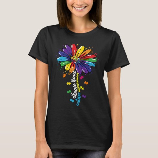 Choose Kind Autism Awareness Sunflower Mom Women K Tシャツ (正面)