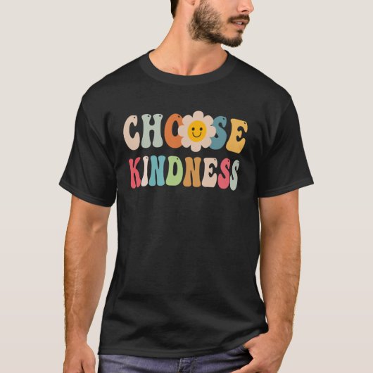Choose Kindness Retro Groovy Daisy Be Kind Inspira Tシャツ (正面)