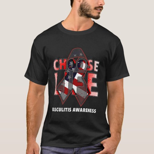 Choose Life Vasculitis Awareness American Flag Tシャツ (正面)
