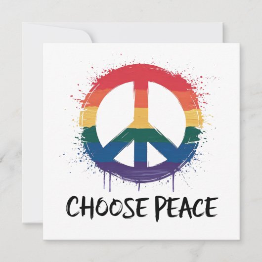 「Choose Peace」とのレインボーピースサイン文字 (正面)