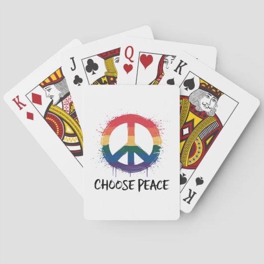 「Choose Peace」とのレインボーピースサイン文字 トランプ (裏面)