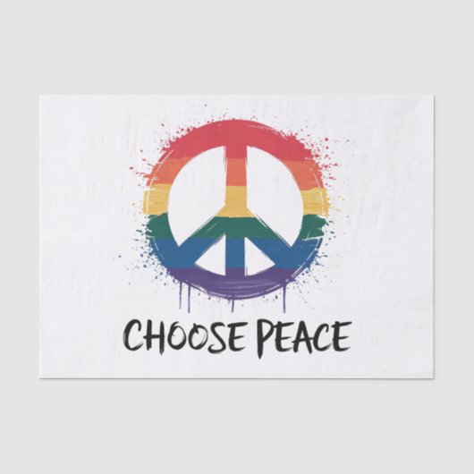 「Choose Peace」とのレインボーピースサイン文字 薄葉紙 (正面)