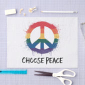 「Choose Peace」とのレインボーピースサイン文字 薄葉紙 (クラフト)