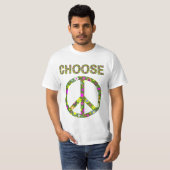 Choose Peace -レトロフラワーピースサインTシャツ Tシャツ (正面フル)