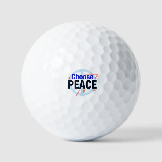 Choose Peace Bold Typography Golf Ball with Minima ゴルフボール (正面)