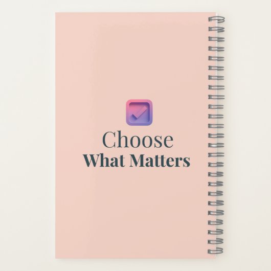 Choose What Matters Minimal Motivational Notebook ノートブック (裏面)