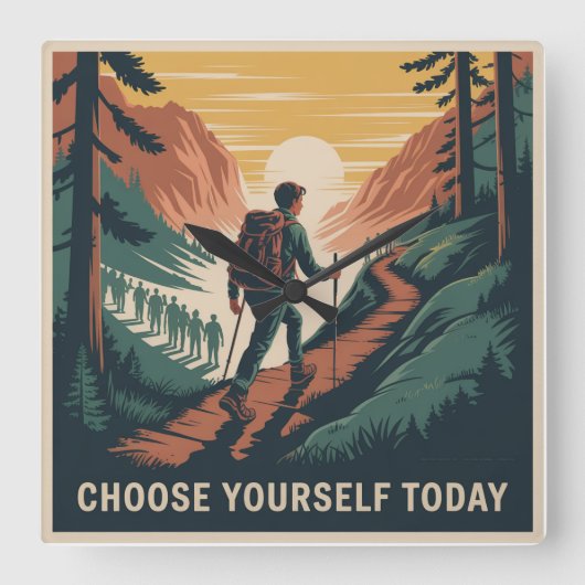 Choose Yourself Today スクエア壁時計 (正面)