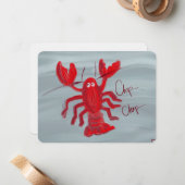 Chop Chop Lobster Oil Painted Note Card ノートカード (正面/裏面インサイチュ)