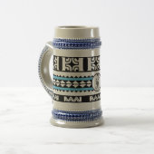 Chope à bière Tribal Ethnic/Bande bleu ビールジョッキ (正面左)
