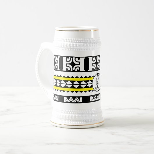 Chope à bière  Tribal Ethnic/Bande Jaune ビールジョッキ (正面左)