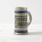 Chope à bière Tribal Ethnic Bande Turquoise ビールジョッキ (正面右)