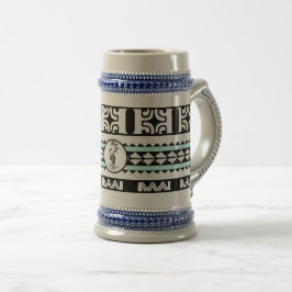 Chope à bière  Tribal Ethnic/Bande Turquoise ビールジョッキ
