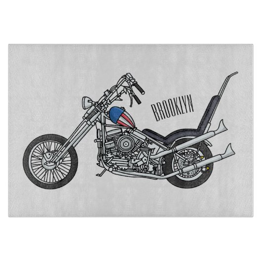 Chopper Motorcycle 1950 cartoon illustration カッティングボード (正面)