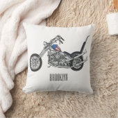 Chopper Motorcycle 1950 cartoon illustration クッション (ブランケット)