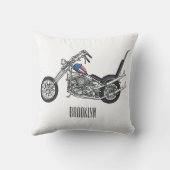 Chopper Motorcycle 1950 cartoon illustration クッション (裏面)