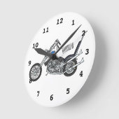Chopper Motorcycle 1950 cartoon illustration ラウンド壁時計 (傾斜)