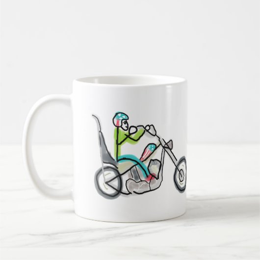 Chopper Motorcycle Stickman コーヒーマグカップ (左)