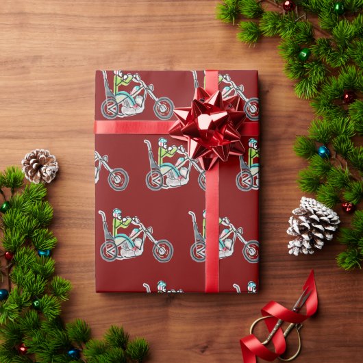 Chopper Motorcycle Stickman ラッピングペーパー (クリスマスギフト)