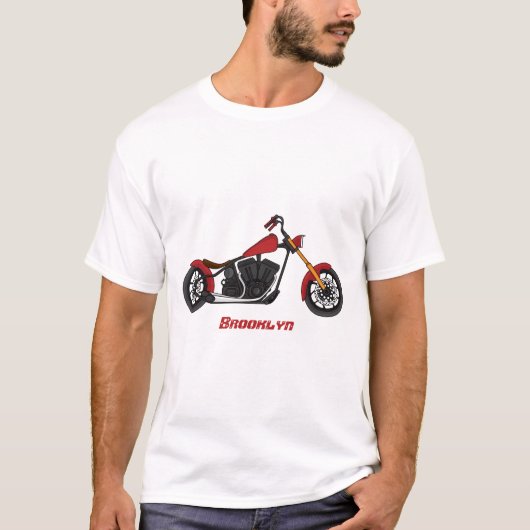 Chopper style motorcycle illustration tシャツ (正面)